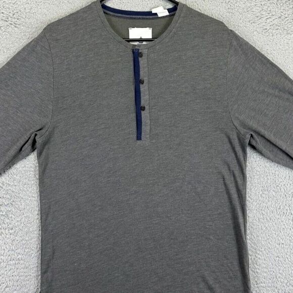 Anchor Blue Shirt Adult Medium Grey Henley Thermal Long Sleeve Sleepwear Mens‎ - Picture 1 of 7